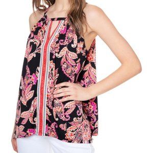 JPR Studio Women’s Crochet-Trim Sleeveless Top Black Persian Size S NWT